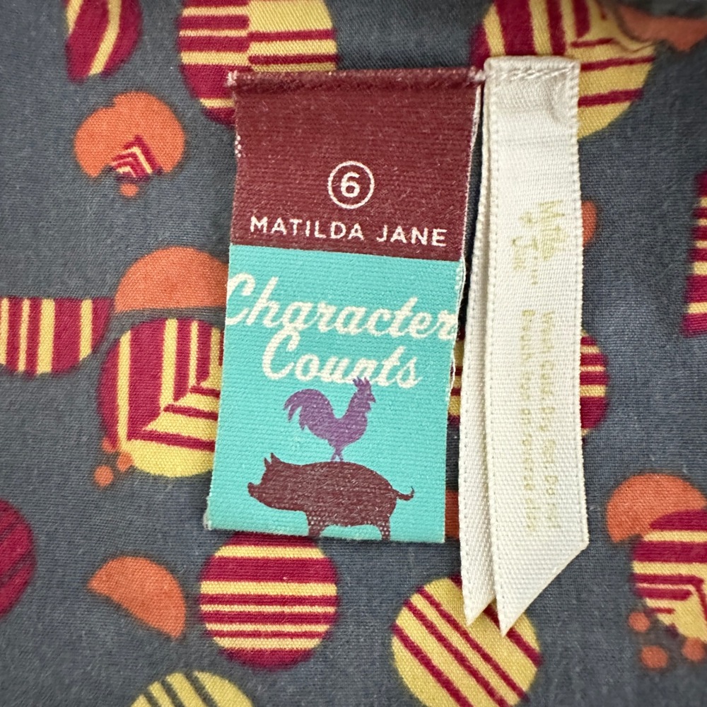 Matilda Jane Character Counts Girls Dress Size 6 Teacup Print A line Sundress - Picture 9 of 11